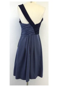 Abaete - Periwinkle & Navy Silk One Shoulder Dress Sz 6