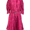Acler - Fuchsia Floral Print Pleated Satin Dress Sz 8