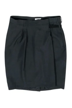 Acne - Gray Wool Pleated Skirt w/ Gathered Side Sz M