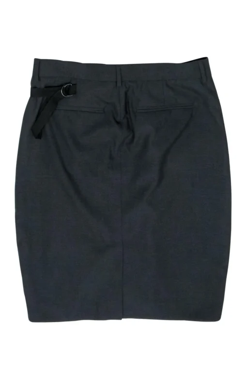Acne - Gray Wool Pleated Skirt w/ Gathered Side Sz M