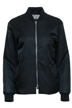 Acne Studios - Black Nylon Zipper Front Bomber Jacket Sz 2