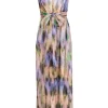 ADAM by Adam Lippes - Purple, Pink & Green Watercolor Print Flowy Silk Maxi Dress Sz 2