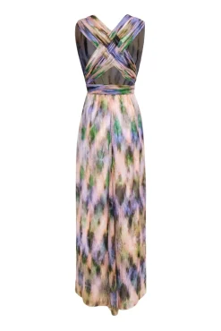 ADAM by Adam Lippes - Purple, Pink & Green Watercolor Print Flowy Silk Maxi Dress Sz 2