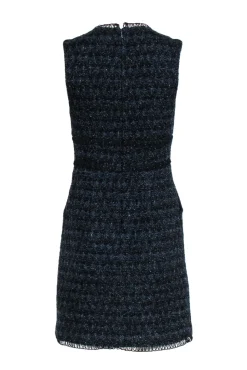 Adam Lippes - Black & Navy Tweed V-Neck Sheath Dress Sz 2
