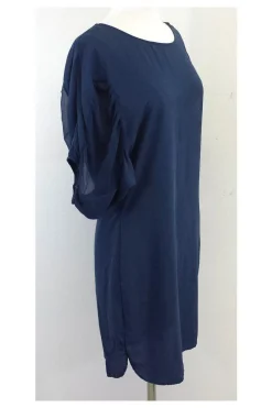 Adam Lippes - Blue Chiffon Short Sleeve Shift Dress Sz 6