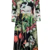 Adam Lippes - Green, Black, & Multi Color Tropical Floral Print Dress Sz 4