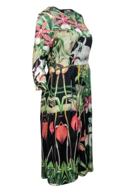 Adam Lippes - Green, Black, & Multi Color Tropical Floral Print Dress Sz 4
