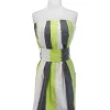 Adam Lippes - Lime, Grey & White Strapless Silk Dress Sz 6