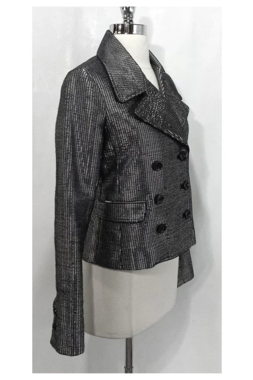 Adam Lippes - Shiny Silver Embellished Blazer Sz S
