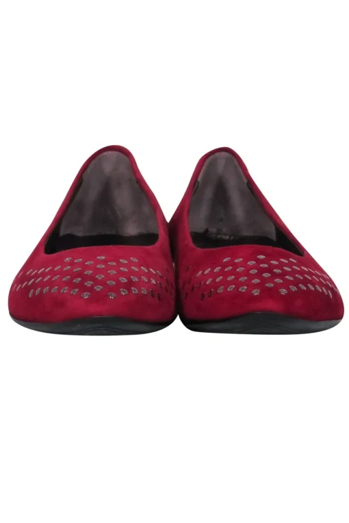 AGL - Dark Red Suede Flats w/ Grommets Sz 8