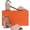 AGL - Nude Patent Leather "Biscuit" Ankle Strap Block Heels Sz 10