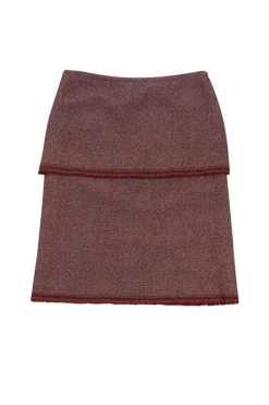 Agnes B. - Burgundy Red Tweed Skirt Sz 4
