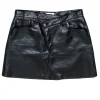 AGOLDE - Black Recycled Leather Blend Skirt w/ Asymmetrical Button Detail Sz 12
