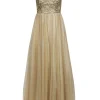 Aidan Mattox - Gold Lace Bodice w/ Tulle Long Bottom Formal Dress Sz 2