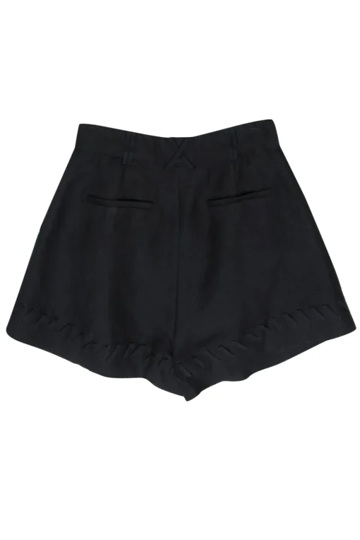 Aje - Black High-Waist Shorts w/ Braided Trim Sz 12
