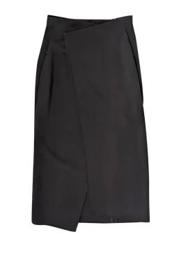Akris - Black Wool Faux Wrap Maxi Skirt Sz 6