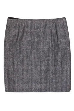 Akris - Grey, Black & Purple Glen Plaid Pencil Skirt Sz 12