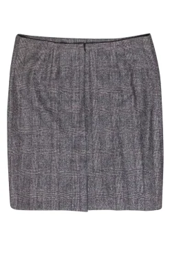 Akris - Grey, Black & Purple Glen Plaid Pencil Skirt Sz 12