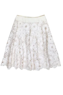 Akris - Ivory Eyelet Lace A-Line Skirt Sz 8