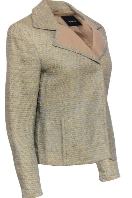 Akris - Light Blue & Beige Tweed Button-Up Blazer Sz M