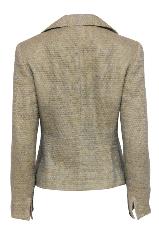 Akris - Light Blue & Beige Tweed Button-Up Blazer Sz M