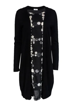 Akris Punto - Faux Cardigan Look Dress w/ Button Print Sz 8