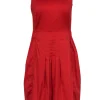 Akris Punto - Red Cotton Pleated Skirt Dress Sz M