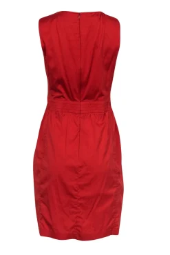 Akris Punto - Red Cotton Pleated Skirt Dress Sz M