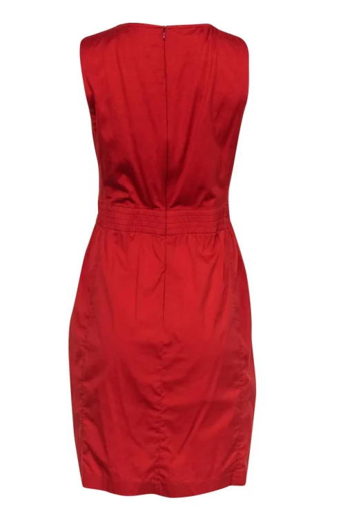 Akris Punto - Red Cotton Pleated Skirt Dress Sz M