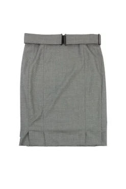 Akris Punto - White & Black Houndstooth Wool Pencil Skirt Sz 6