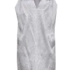 Alberta Ferretti - Textured Silver Silk Blend Shift Dress Sz 10