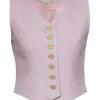 Alberto Makali - Light Pink Vintage Vest w/ White Leather Trim Sz 4
