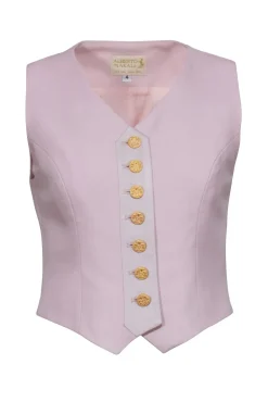 Alberto Makali - Light Pink Vintage Vest w/ White Leather Trim Sz 4