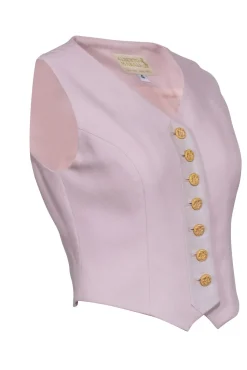 Alberto Makali - Light Pink Vintage Vest w/ White Leather Trim Sz 4