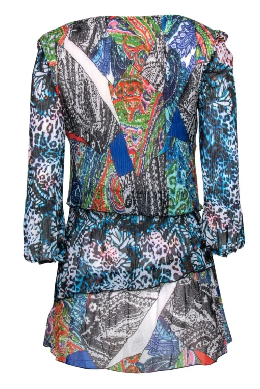 Alberto Makali - Multicolored Patchwork Printed Pleated Tunic Sz L