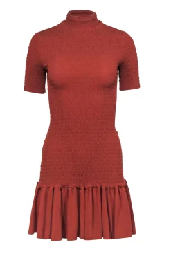 A.L.C. - Burnt Orange "Aston" Smocked Mini Dress Sz S
