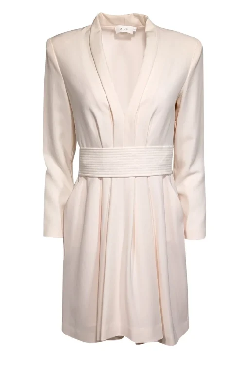 A.L.C. - Light Pink Long Sleeve w/ Waist Tie Mini Dress Sz 8