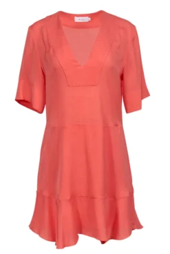 A.L.C. - Orange Silk V-Neck Dress Sz 6