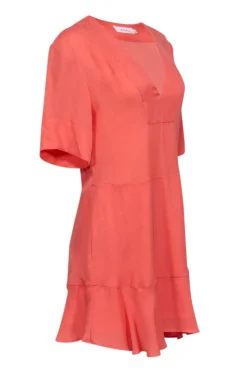 A.L.C. - Orange Silk V-Neck Dress Sz 6