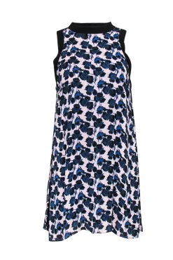 A.L.C. - Pink & Blue Floral Print Silk Shift Dress Sz 2