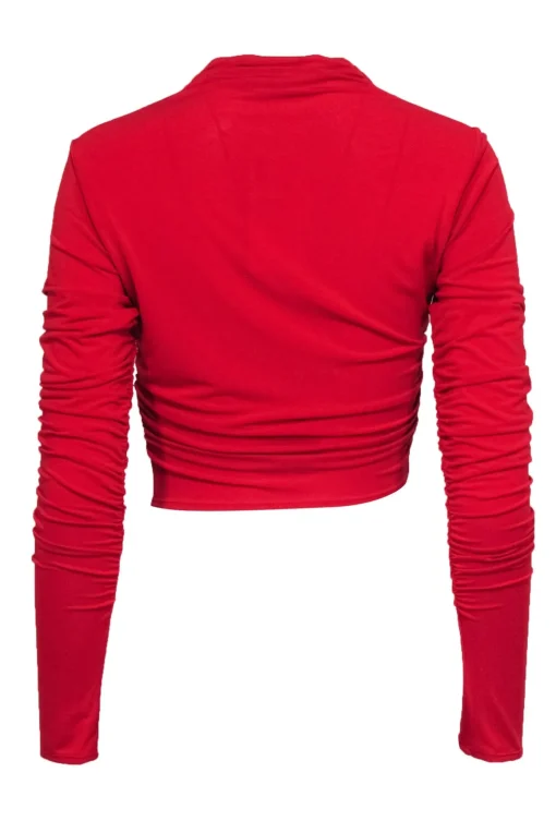 A.L.C. - Red Ruched Long Sleeve Crop Top Sz M
