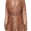 A.L.C. - Tan & Brown Leopard Print Silk Dress Sz 8