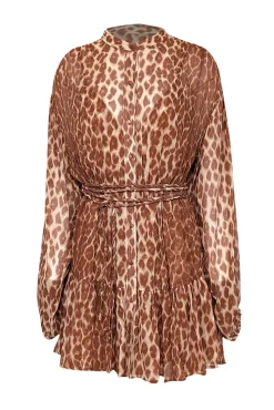 A.L.C. - Tan & Brown Leopard Print Silk Dress Sz 8