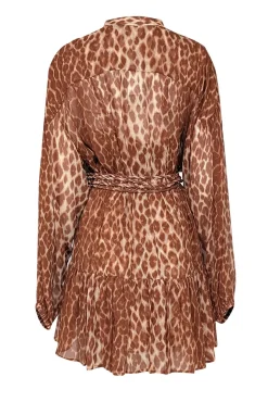 A.L.C. - Tan & Brown Leopard Print Silk Dress Sz 8