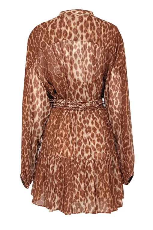 A.L.C. - Tan & Brown Leopard Print Silk Dress Sz 8