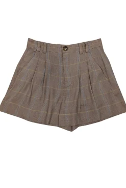 A.L.C. - Tan, Yellow, & Blue Plaid Linen Blend Shorts Sz 4