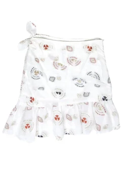 A.L.C. - White Ruched Miniskirt w/ Embroidery Sz 2