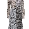 A.L.C. - Zebra Print Mock Neck Long Sleeve Silk Dress Sz 2