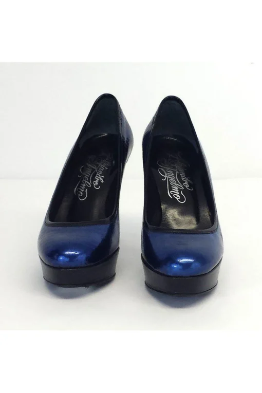 Alejandro Ingelmo - Midnight Blue Leather Platform Pumps Sz 6.5