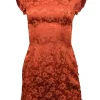 Alexa Chung - Burnt Orange Floral Print Silk Blend Dress Sz 2